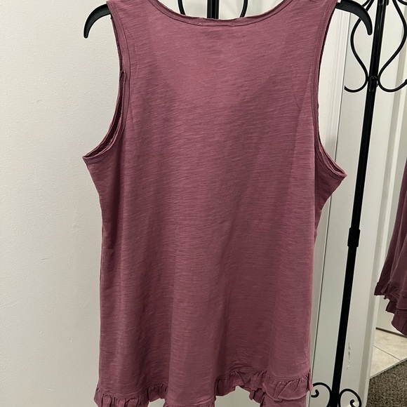 Cotton Bleu New Pink Ruffled Tank Top with Sleeveless Design.  #058 - Picture 2 of 7